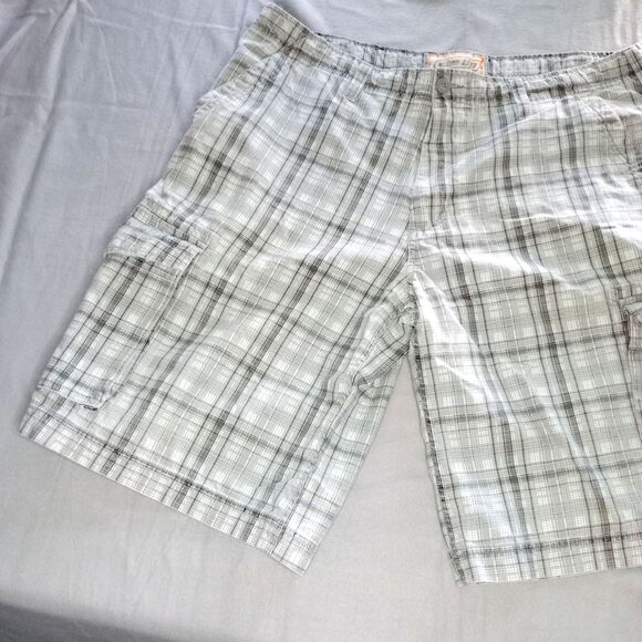 Urban Pipeline Men's Gray Plaid Cargo Cotton Shorts Pockets Drawstring Sz: 40 - Picture 5 of 10